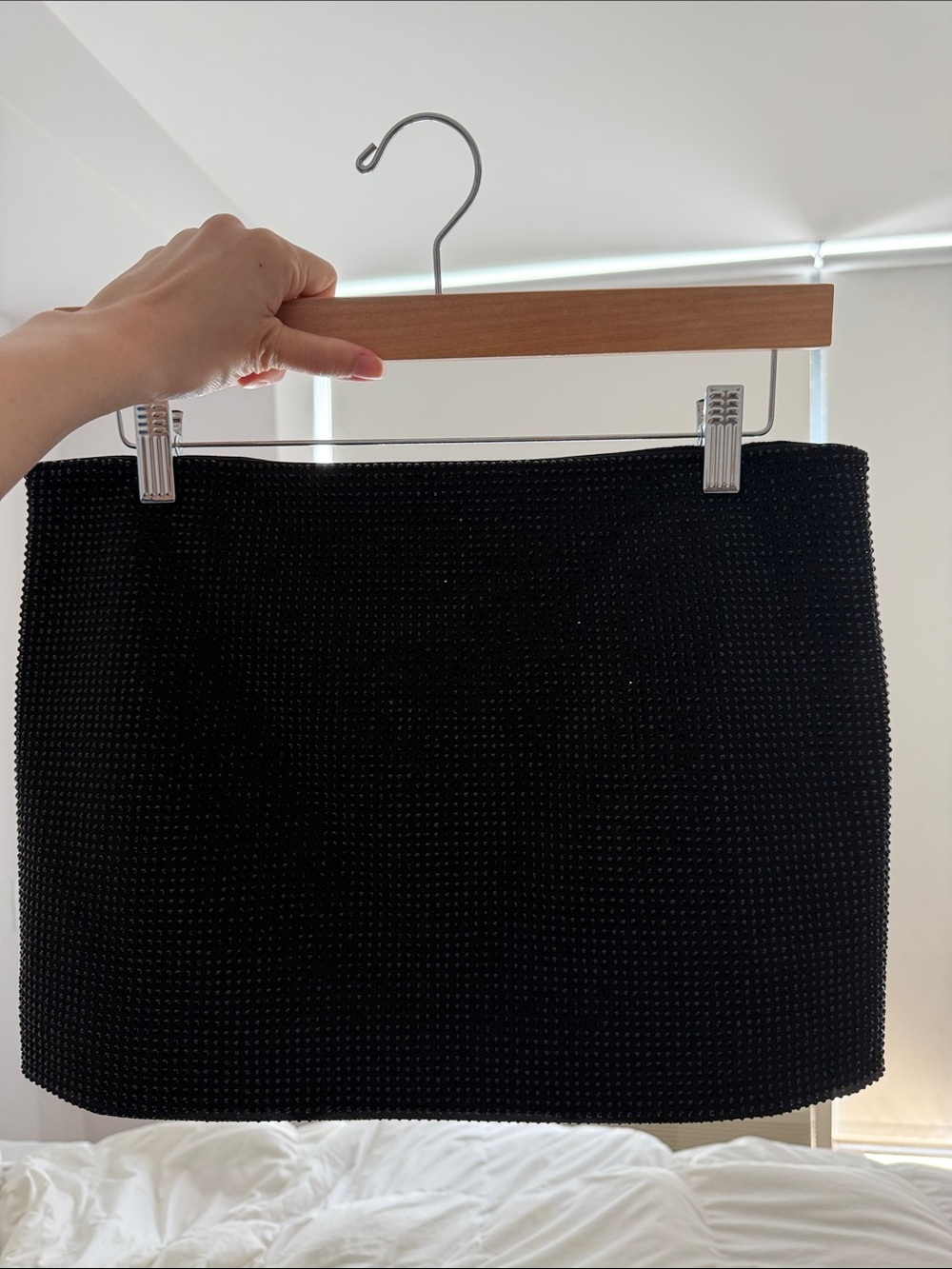 Black Beaded Mini Skirt